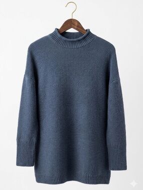 Cloth by RD Women's Steel Blue Mock Neck Sweater Fall Layer Minimal - Size M-L